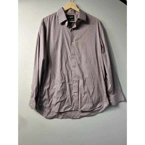 Bonobos Shirt Mens 17/34 White Pink Blue Button Up Long Sleeve Tailored Slim Fit - Picture 1 of 7